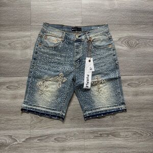 Purple Brand Rhinestone Cross Denim Shorts Men’s Size 32 New